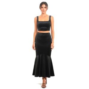 Titanium Coloured Metallic Mermaid Evening Maxi Skirt